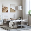 vidaXL Powder-Coated Steel Full/Double Metal Bed Frame in White
