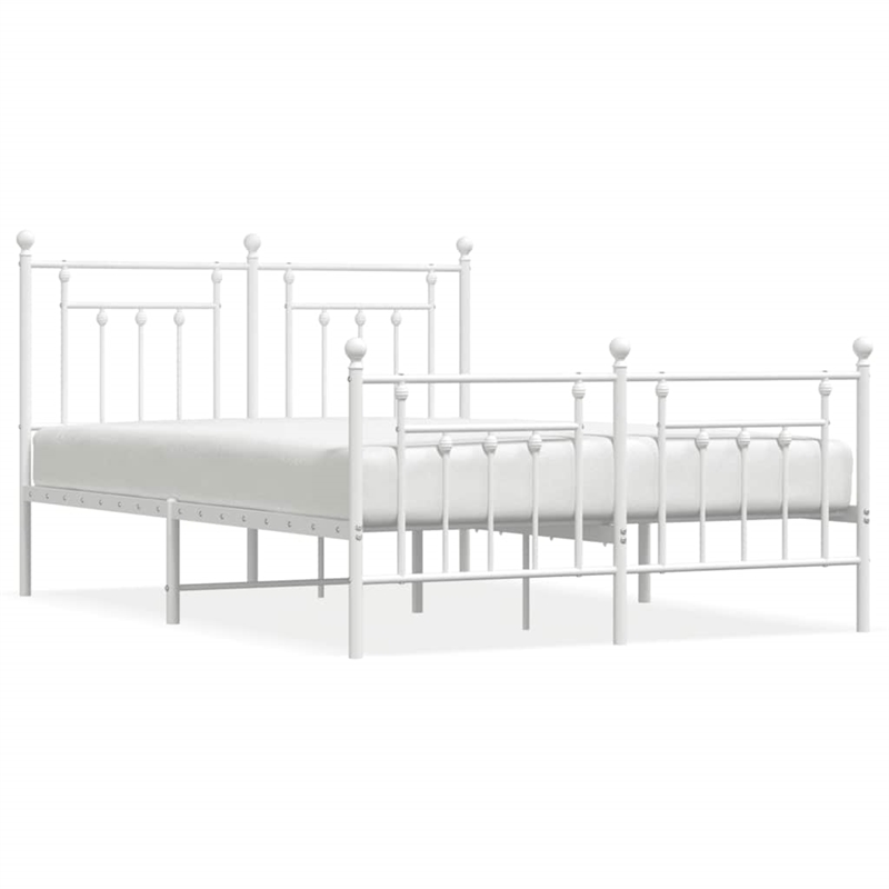 vidaXL Powder-Coated Steel King Size Bed Frame in White