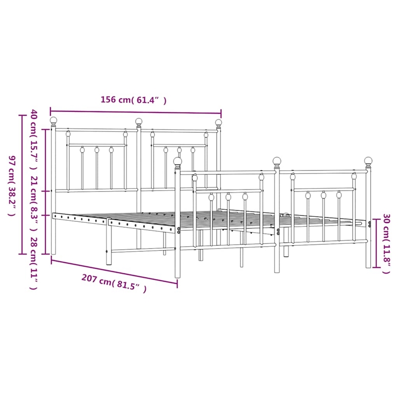 vidaXL Powder-Coated Steel King Size Bed Frame in White