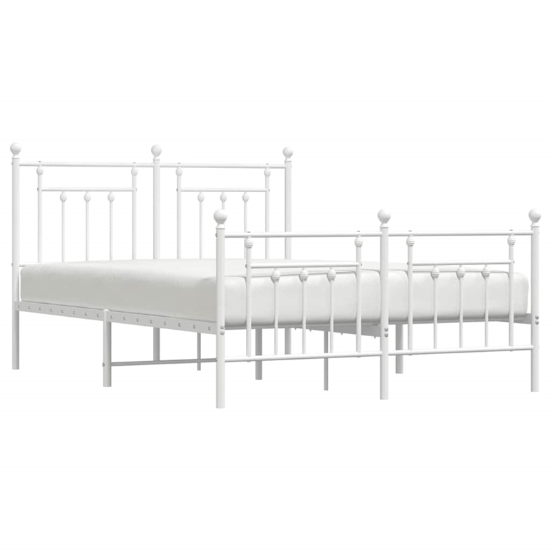 vidaXL Powder-Coated Steel King Size Bed Frame in White