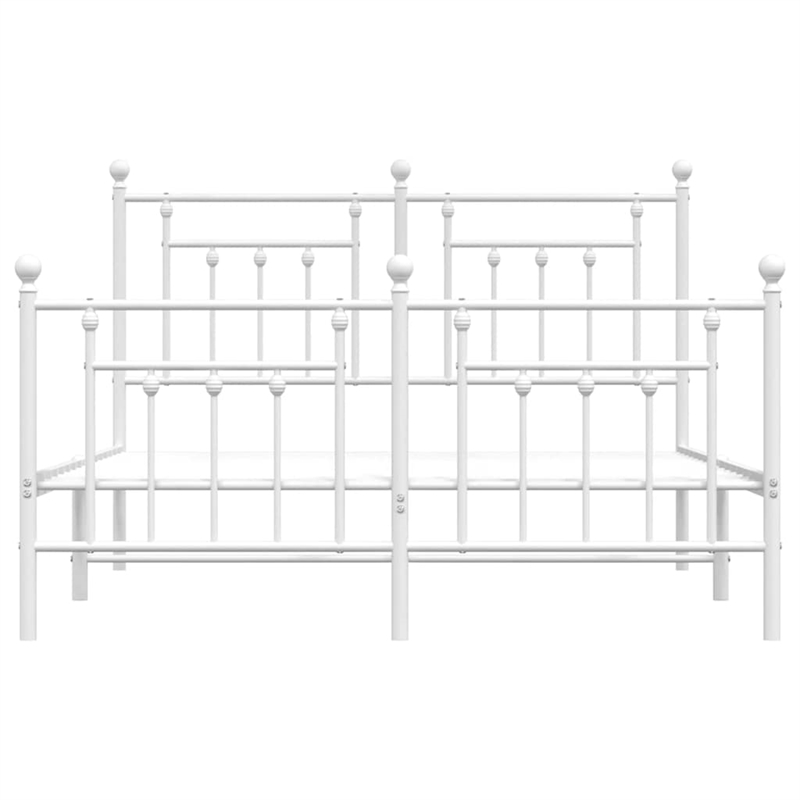 vidaXL Powder-Coated Steel King Size Bed Frame in White