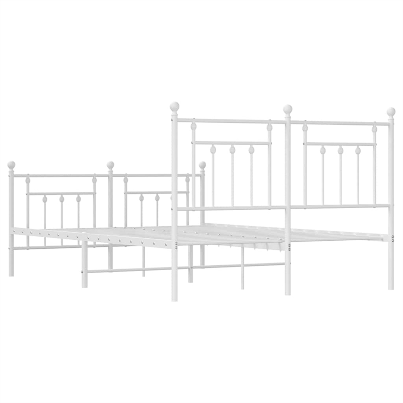 vidaXL Powder-Coated Steel King Size Bed Frame in White
