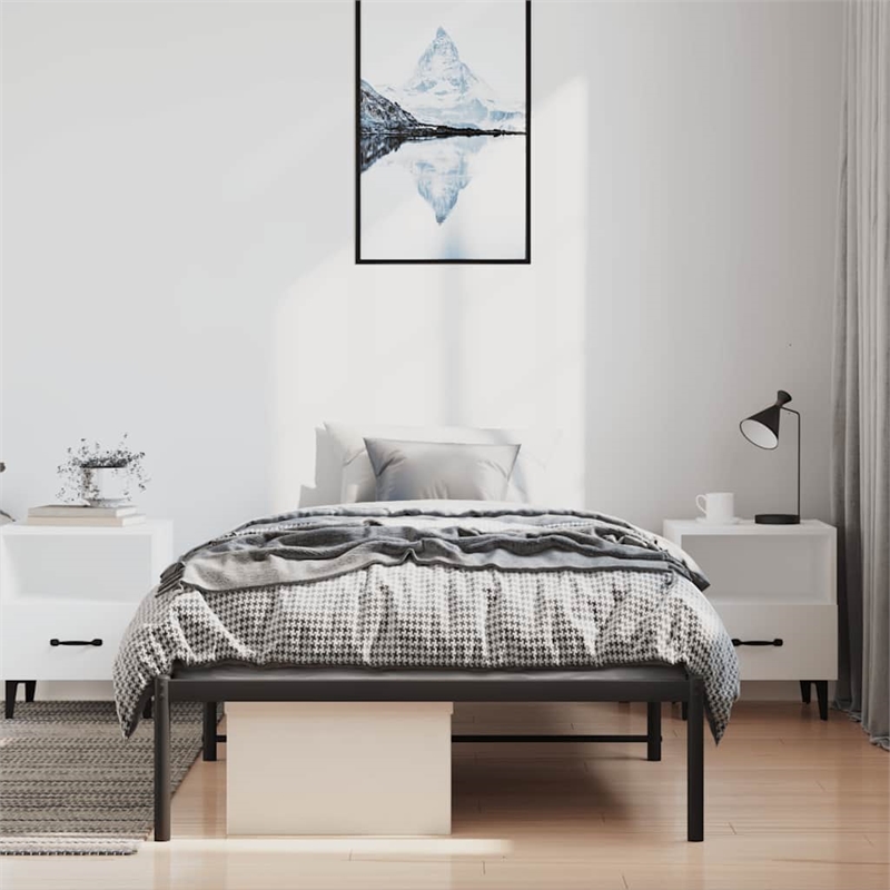 vidaXL Rectangular Single Steel Bed Frame in Black