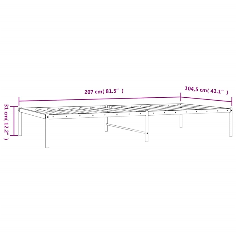 vidaXL Rectangular Single Steel Bed Frame in Black