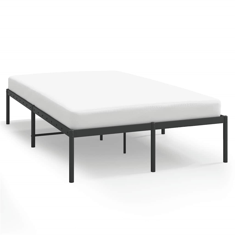 vidaXL Rectangular Powder-Coated Steel Full Bed Frame in Black