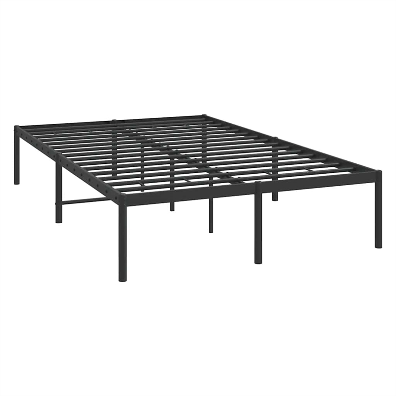 vidaXL Rectangular Powder-Coated Steel Full Bed Frame in Black
