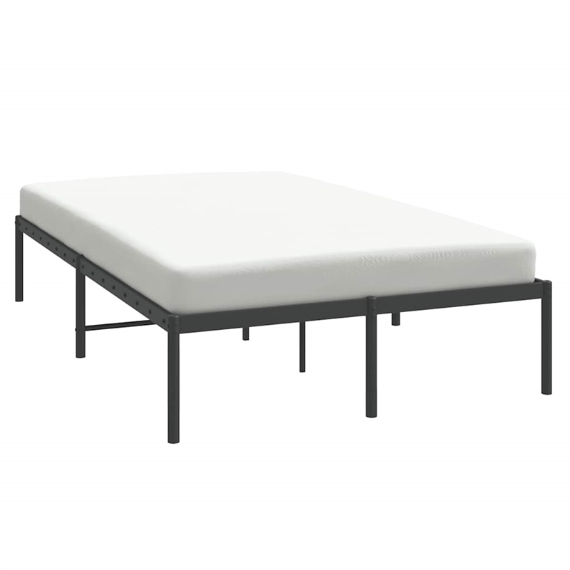 vidaXL Rectangular Powder-Coated Steel Full Bed Frame in Black