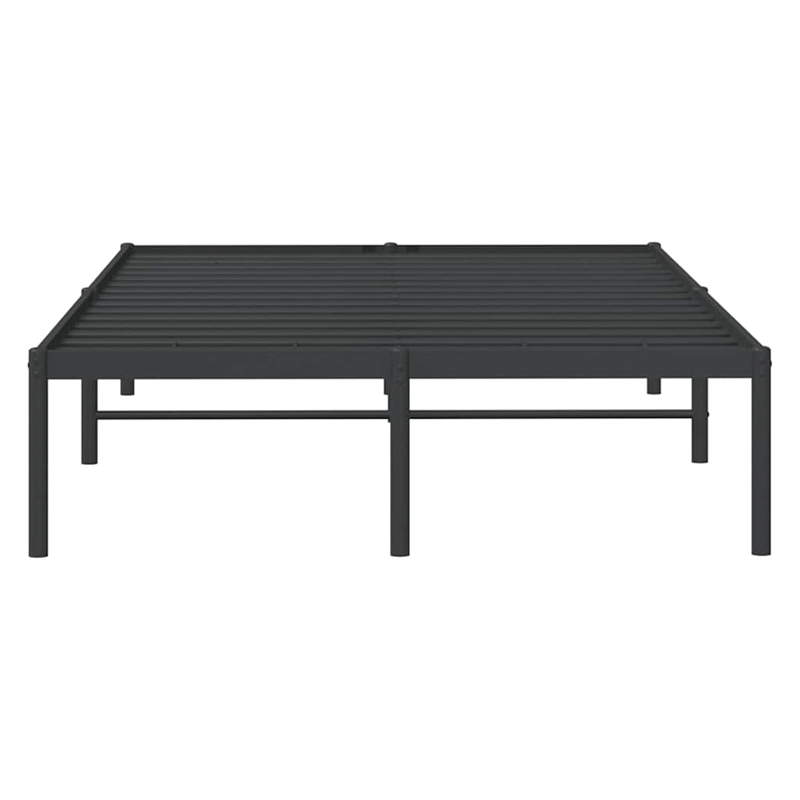 vidaXL Rectangular Powder-Coated Steel Full Bed Frame in Black