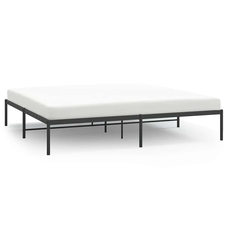 vidaXL Powder-Coated Steel King Bed Frame in Black