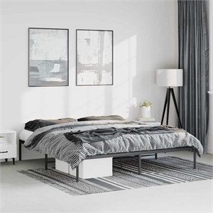 vidaXL Powder-Coated Steel King Bed Frame in Black