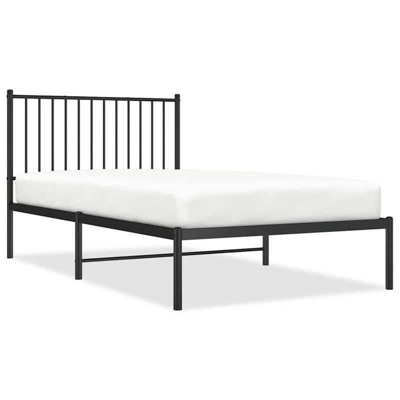 vidaXL Powder-Coated Steel Twin Bed Frame in Black