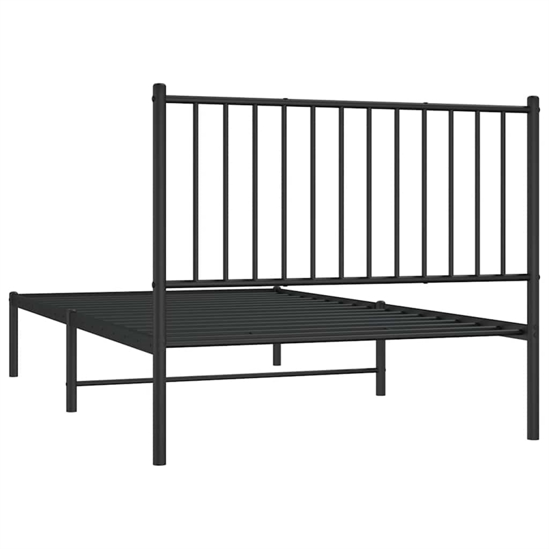 vidaXL Powder-Coated Steel Twin Bed Frame in Black