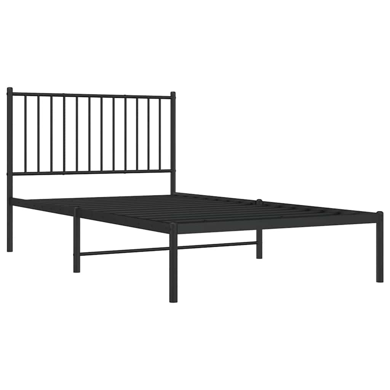 vidaXL Powder-Coated Steel Twin Bed Frame in Black