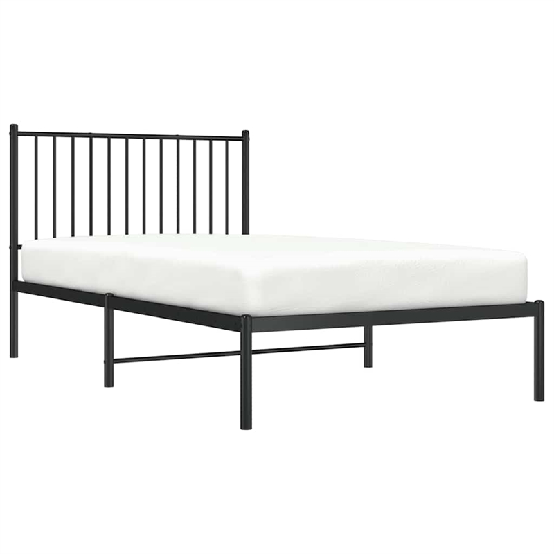 vidaXL Powder-Coated Steel Twin Bed Frame in Black