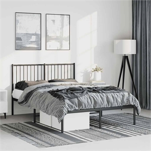 vidaXL Rectangular 53.1 X 74.8 Steel Bed Frame in Black