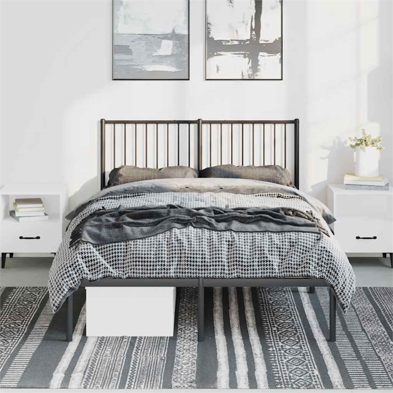 vidaXL Rectangular 53.1 X 74.8 Steel Bed Frame in Black