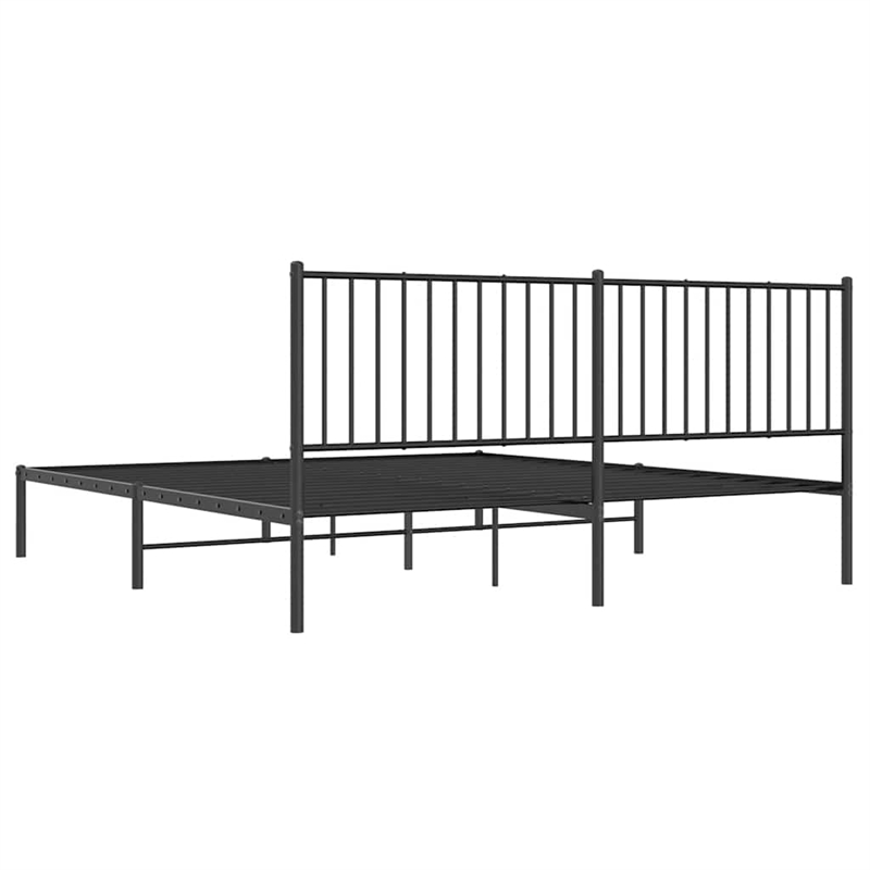 vidaXL Powder-Coated Steel Cal King/Double Bed Frame in Black