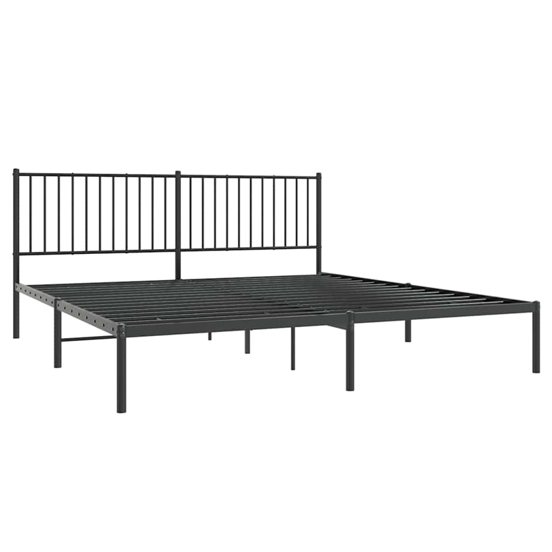 vidaXL Powder-Coated Steel Cal King/Double Bed Frame in Black