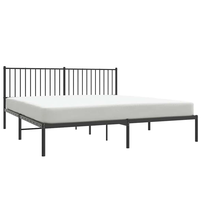 vidaXL Powder-Coated Steel Cal King/Double Bed Frame in Black