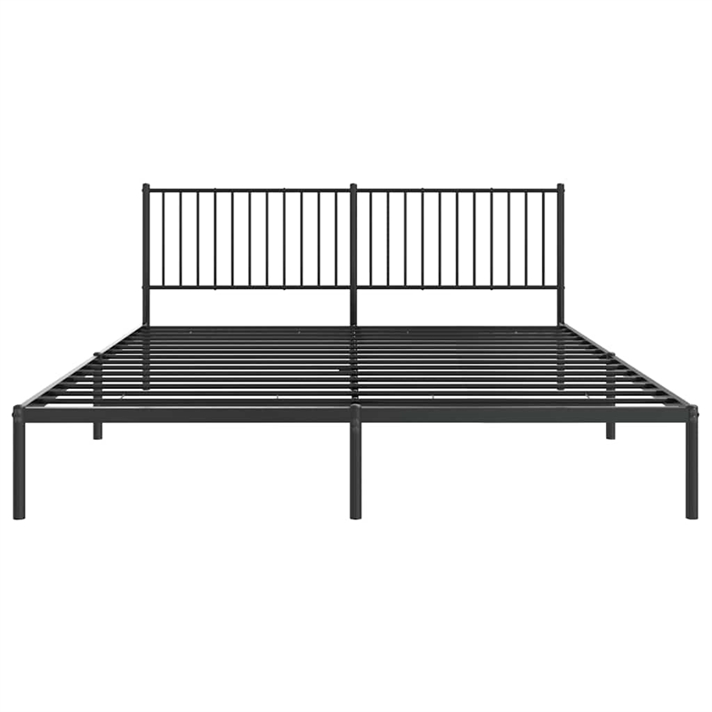 vidaXL Powder-Coated Steel Cal King/Double Bed Frame in Black