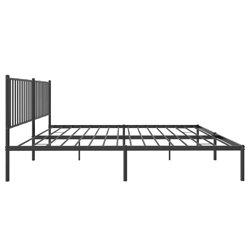 vidaXL Powder-Coated Steel Cal King/Double Bed Frame in Black