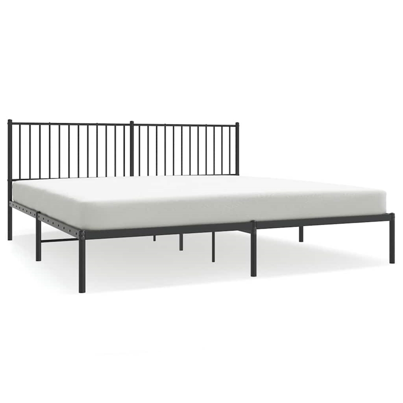vidaXL Powder-Coated Steel King/Double Bed Frame in Black