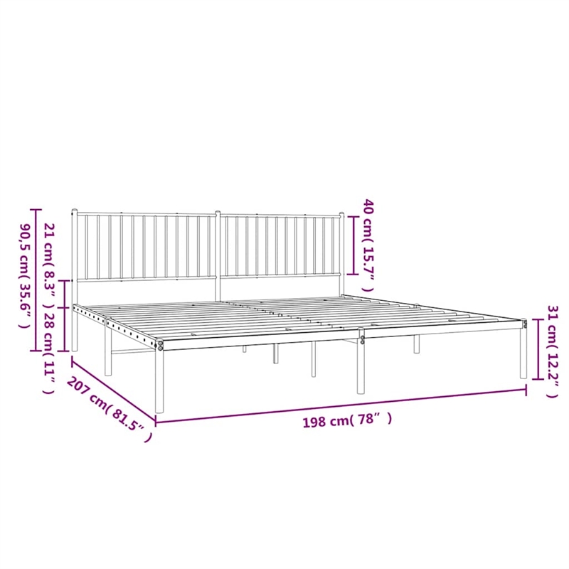 vidaXL Powder-Coated Steel King/Double Bed Frame in Black