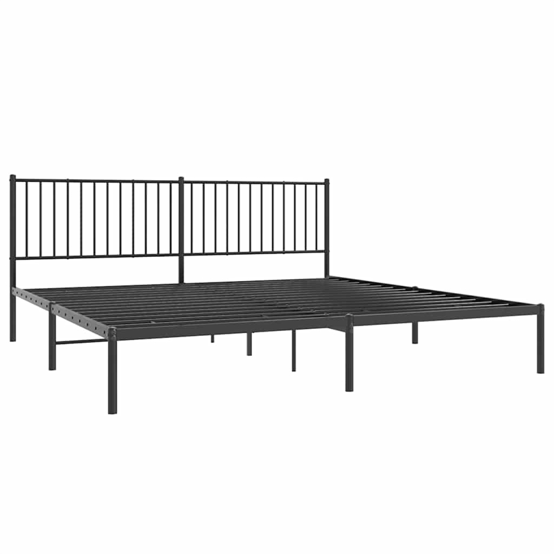 vidaXL Powder-Coated Steel King/Double Bed Frame in Black
