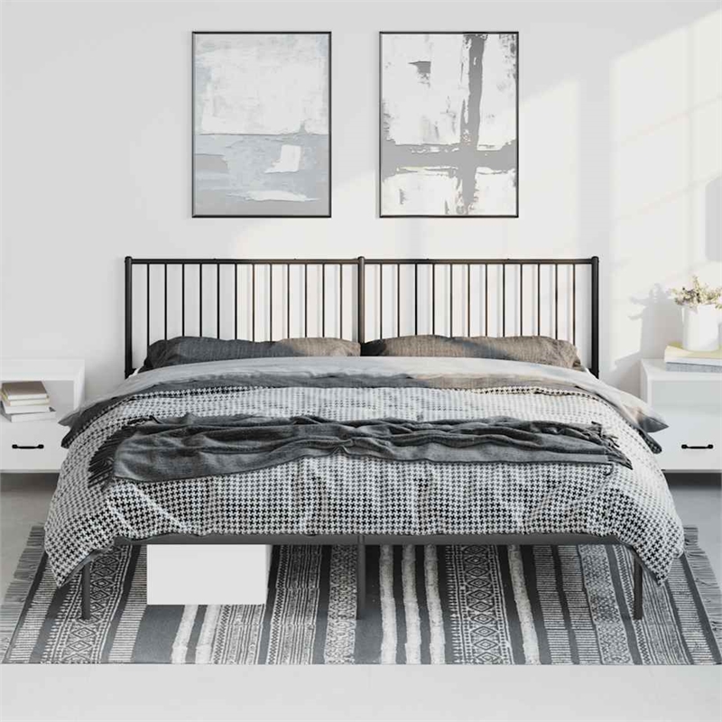 vidaXL Powder-Coated Steel King/Double Bed Frame in Black