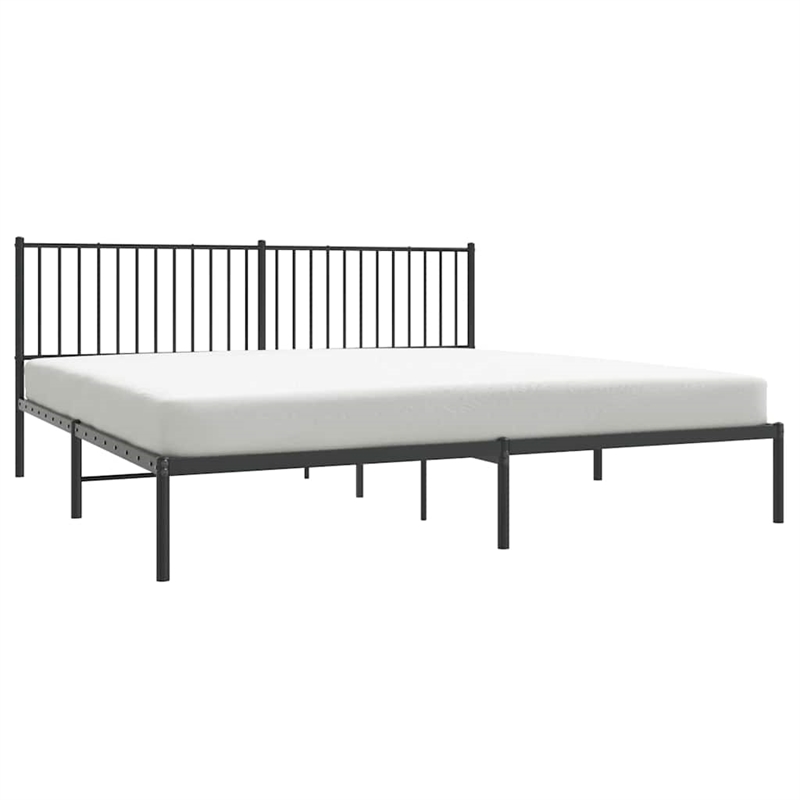 vidaXL Powder-Coated Steel King/Double Bed Frame in Black