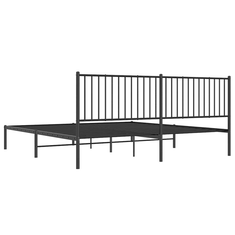 vidaXL Powder-Coated Steel King/Double Bed Frame in Black