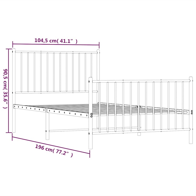 vidaXL Powder-Coated Steel Single Bed Frame in Black