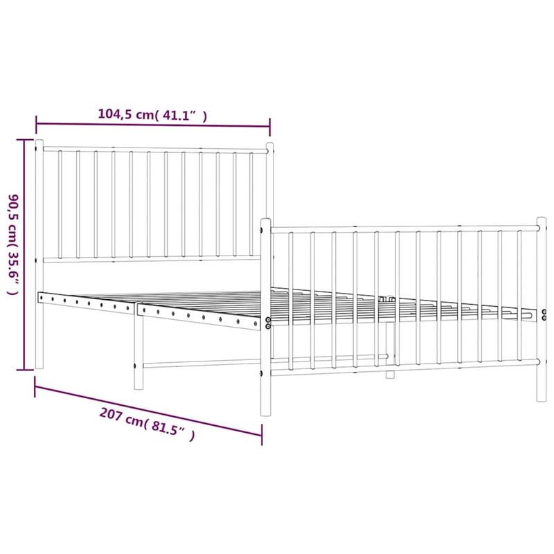 vidaXL Powder-Coated Steel Twin Bed Frame in Black
