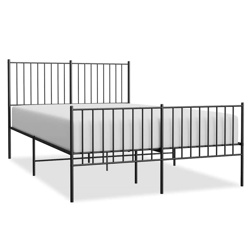 vidaXL Powder-Coated Steel Full/Double Bed Frame in Black