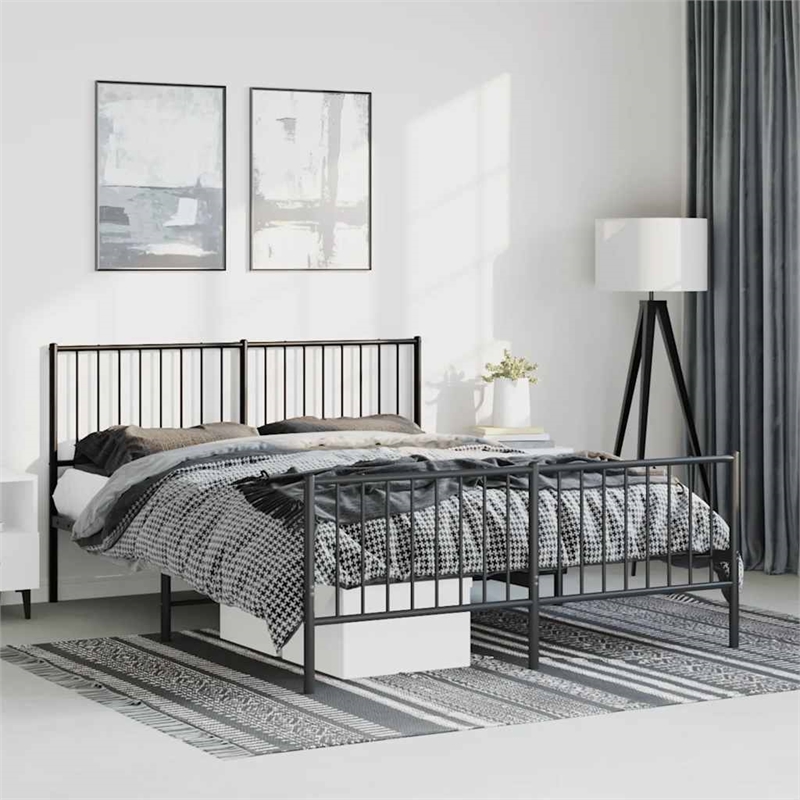 vidaXL Powder-Coated Steel Full/Double Bed Frame in Black