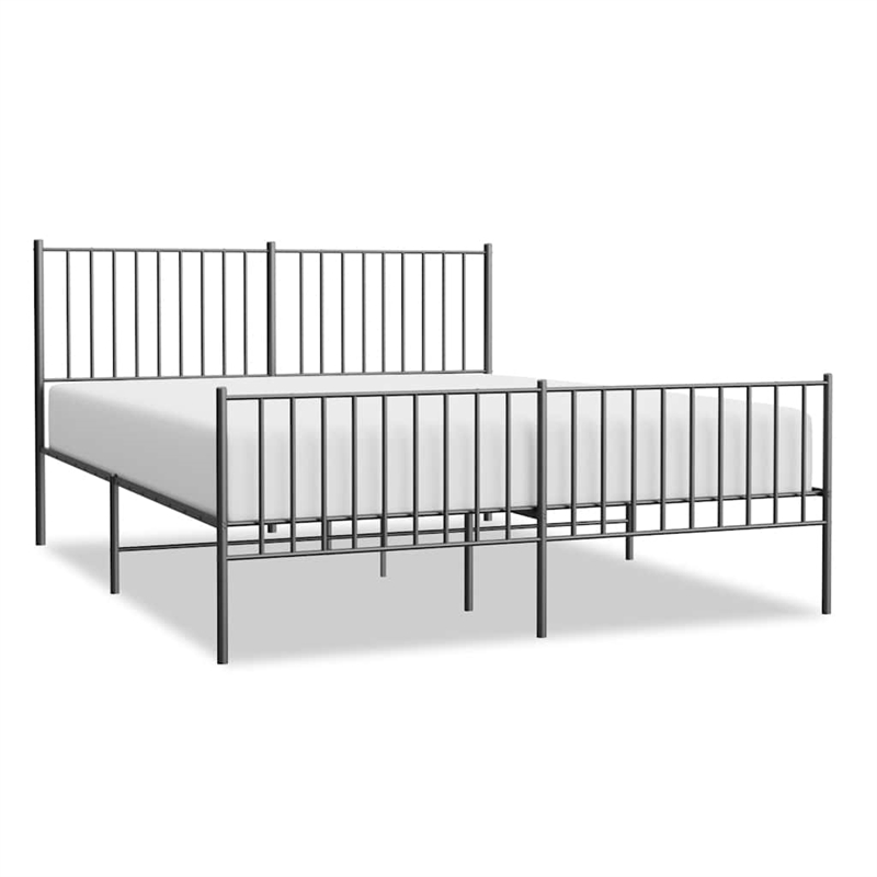 vidaXL Powder-Coated Steel King Bed Frame in Black
