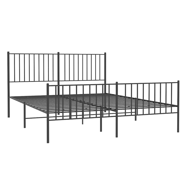 vidaXL Powder-Coated Steel King Bed Frame in Black