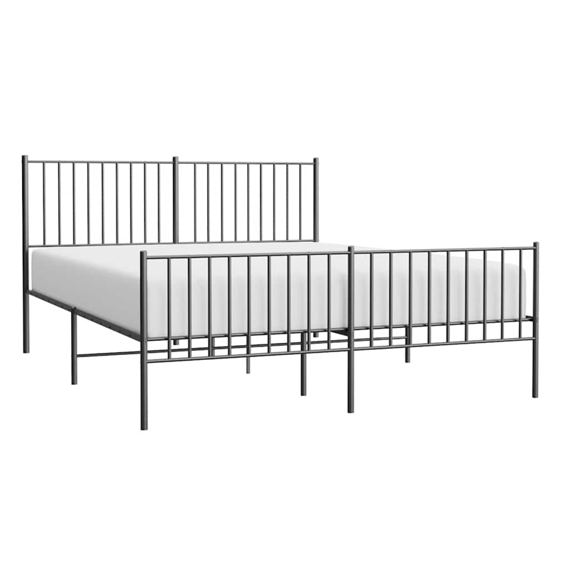 vidaXL Powder-Coated Steel King Bed Frame in Black