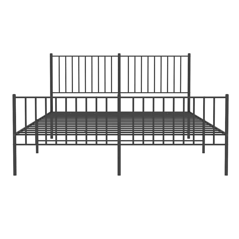 vidaXL Powder-Coated Steel King Bed Frame in Black