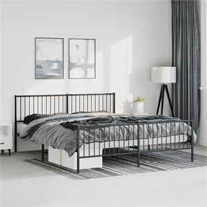 vidaXL Powder-Coated Steel King Bed Frame in Black