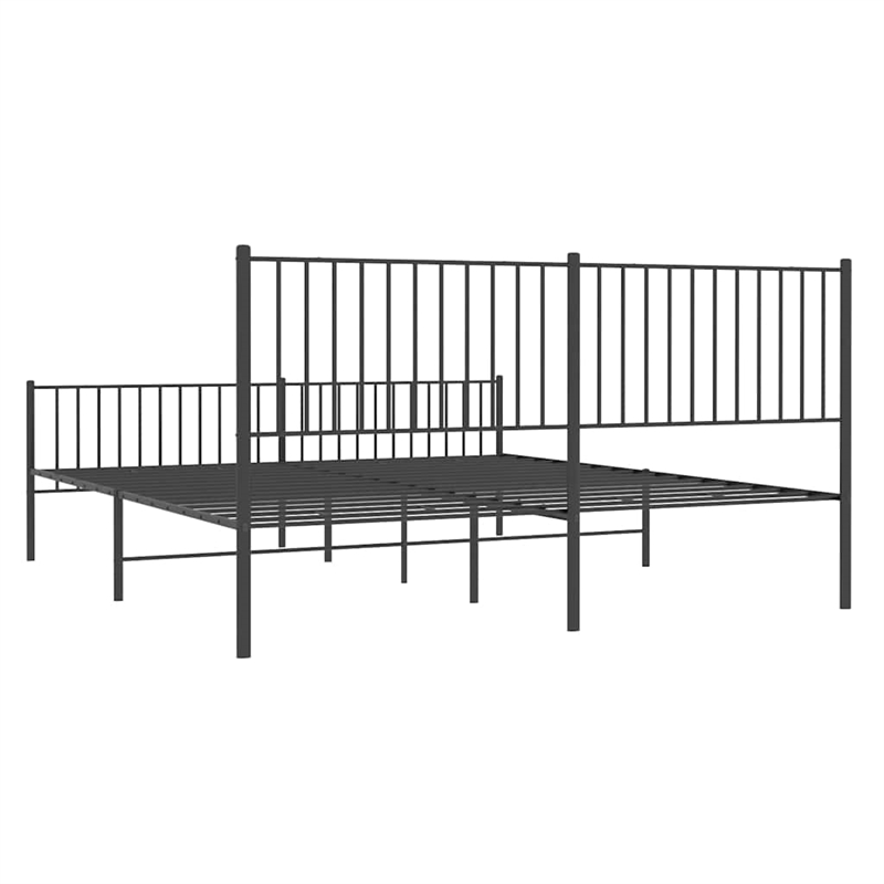 vidaXL Powder-Coated Steel King Bed Frame in Black