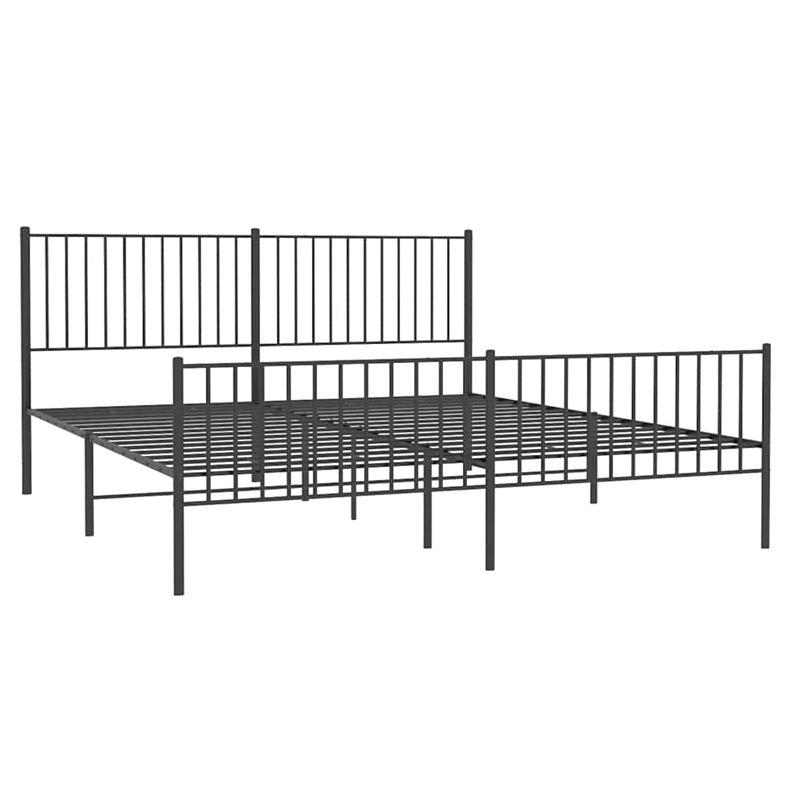 vidaXL Powder-Coated Steel King Bed Frame in Black