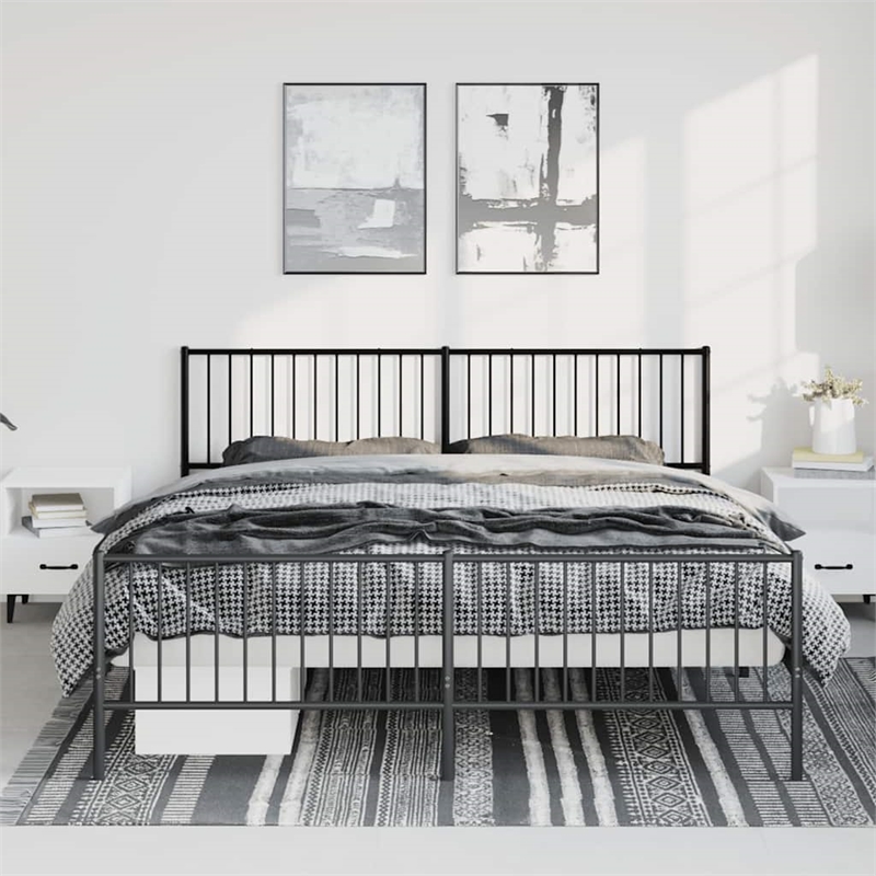 vidaXL Powder-Coated Steel King Bed Frame in Black