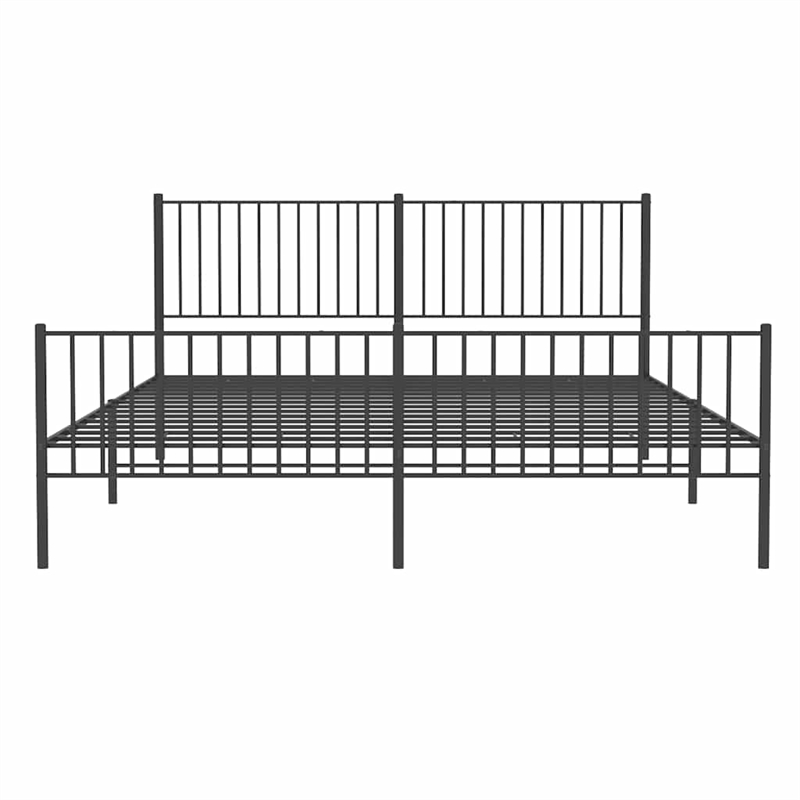 vidaXL Powder-Coated Steel King Bed Frame in Black