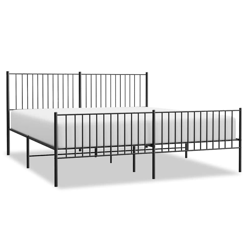vidaXL 76 x 80 Rectangular Durable Steel Bed Frame in Black