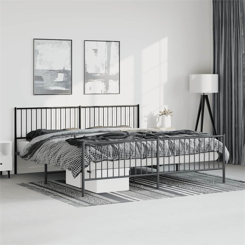 vidaXL 76 x 80 Rectangular Durable Steel Bed Frame in Black