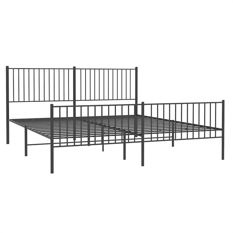 vidaXL 76 x 80 Rectangular Durable Steel Bed Frame in Black