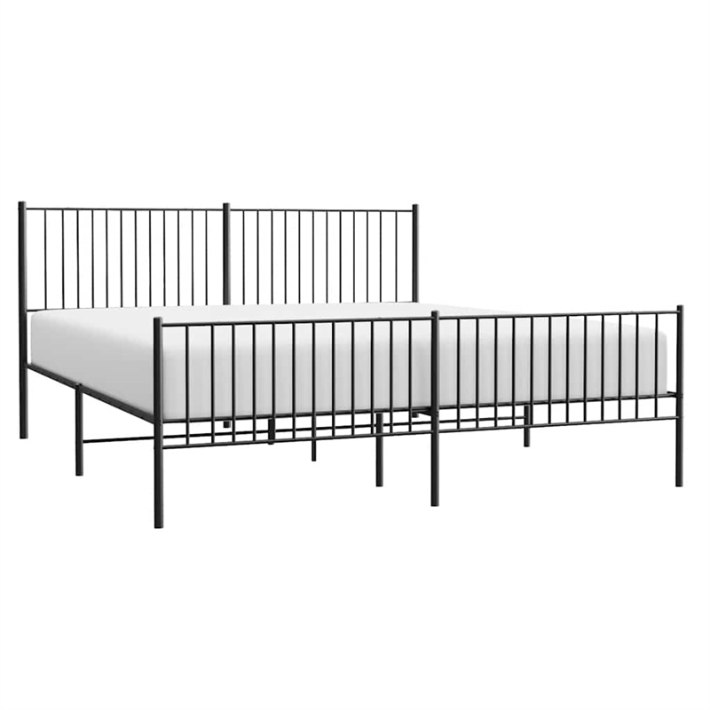 vidaXL 76 x 80 Rectangular Durable Steel Bed Frame in Black