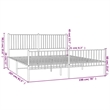vidaXL 76 x 80 Rectangular Durable Steel Bed Frame in Black