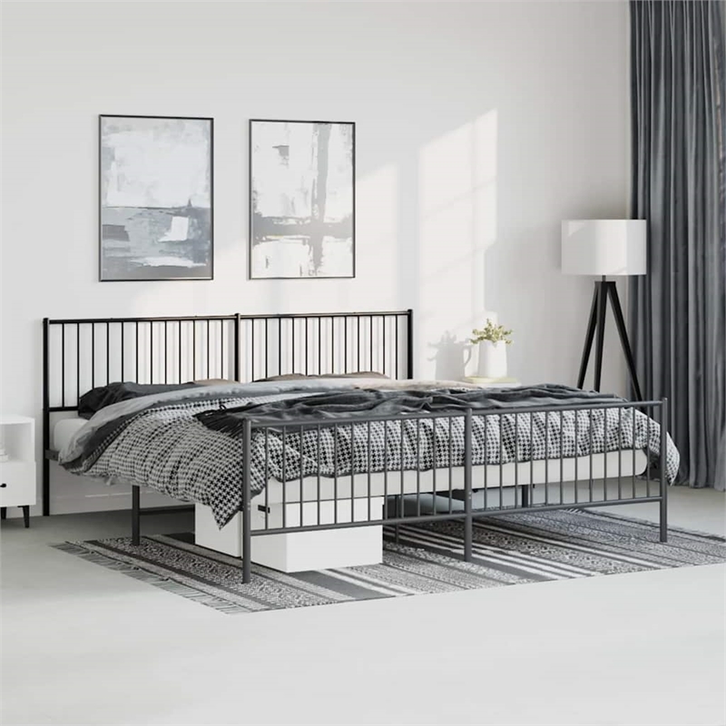 vidaXL 76 x 80 Rectangular Durable Steel Bed Frame in Black